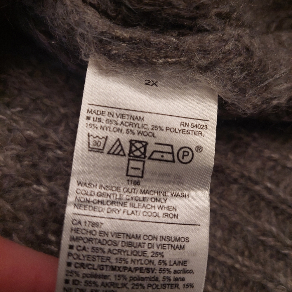 Old Navy Grey Cowl Neck Chunky Knit Soft Wool Blend Pullover Sweater Sz 2X - Picture 6 of 9